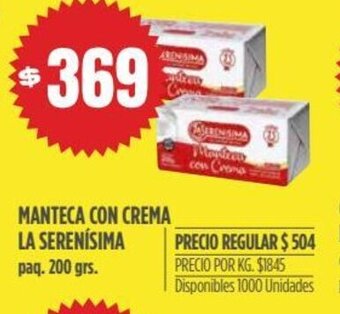 Supermercados Vea Manteca Con Crema La Serenísima oferta