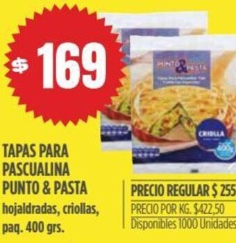 Supermercados Vea Tapas Para Pascualina Punto & Pasta oferta
