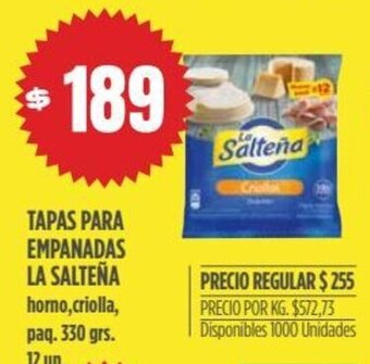 Supermercados Vea Tapas Para Empanadas La Salteña oferta