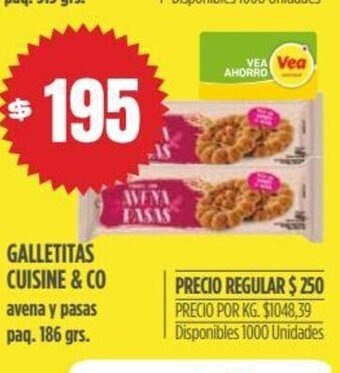 Supermercados Vea Galletitas Cuisine & Co oferta