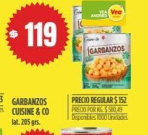 Supermercados Vea Garbanzos Cuisine & Co oferta