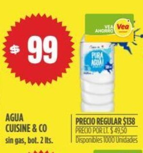 Supermercados Vea Agua Cuisine & Co oferta
