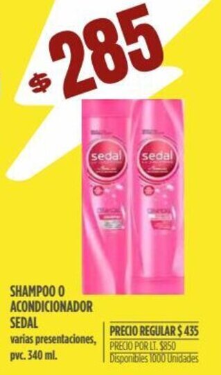 Supermercados Vea Shampoo O Acondicionador Sedal oferta