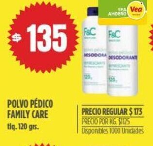 Supermercados Vea Polvo Pédico Family Care oferta