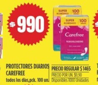 Supermercados Vea Protectores Diarios Carefree oferta
