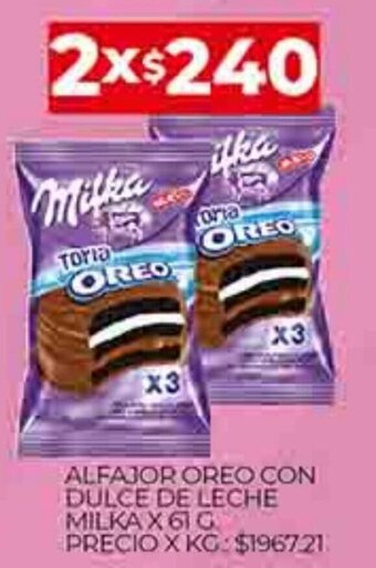 Supermercados DIA Alfajor Oreo Con Dulce De Leche Milka x 61g oferta