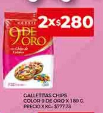 Supermercados DIA Galletitas Chips Color 9 De Oro x 180g oferta