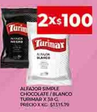 Supermercados DIA Alfajor Simple Chocolate / Blanco Turimar x 38g oferta