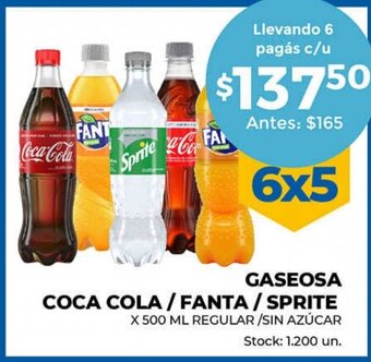Supermercados Tadicor Gaseosa Coca Cola / Fanta / Sprite oferta