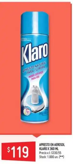 Klaro Apresto En Aerosol x 360ml
