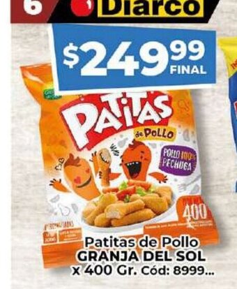 Diarco Patitas de Pollo Granja Del Sol x 400gr oferta