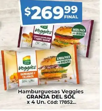 Diarco Hamburguesas Veggies Granja Del Sol x 4 un oferta