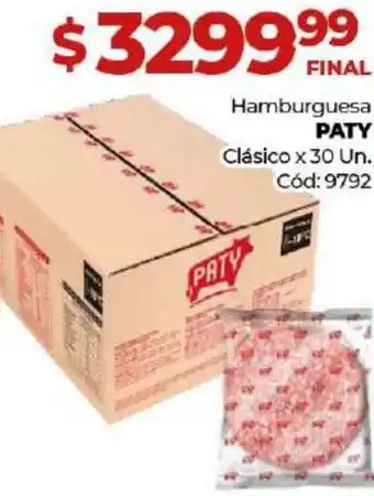 Diarco Hamburguesa Paty Clasico x 30un oferta