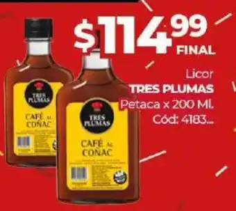 Diarco Licor Tres Plumas x 200ml oferta