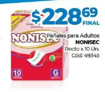 Nonisec Pañales para Adultos Recto x 10 un
