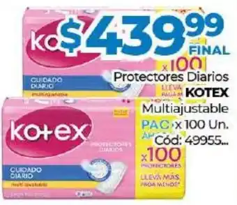 Diarco Kotex Protectores Diarios Multiajustables x 100 un oferta
