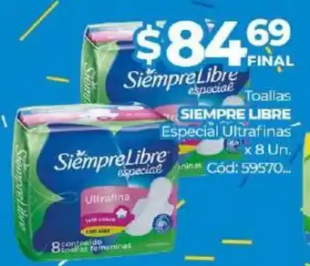Diarco Siempre Libre Toallas Especial Ultrafinas x 8 un oferta