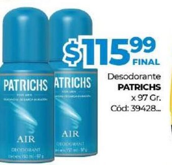Diarco Patrichs Desodorante x 97gr oferta