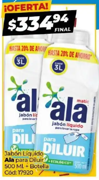 Diarco Ala para Diluir Jabón Líquido 500ml + Botella oferta