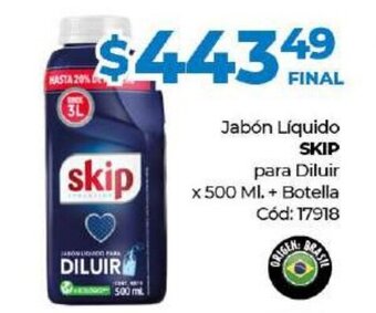 Diarco Skip Jabón Líquido para Diluir x 500 ml + Botella oferta