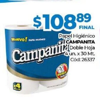 Diarco Campanita Papel Higiénico Doble Hoja 4 un. x 30 Mt. oferta
