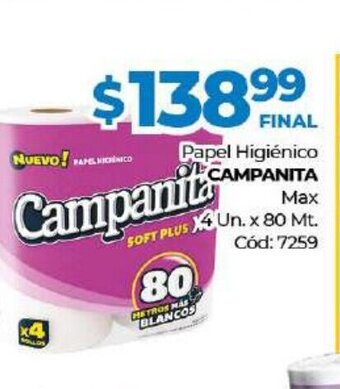 Diarco Campanita Papel Higiénico Max 4 Un. x 80 Mt. oferta