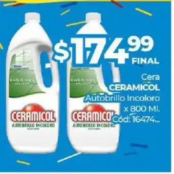 Diarco Ceramicol Cera Autobrillo Incoloro x 800 Ml. oferta