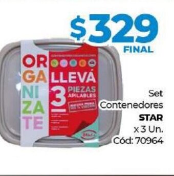Diarco Star Set Contenedores x 3 Un. oferta