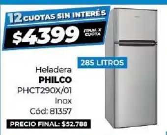 Diarco Philco Heladera PHCT290x/01 Inox 285 Litros oferta