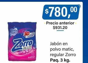 Supermercados Damesco Jabón en polvo matic, regular zorro oferta