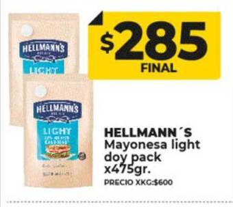 Supermayorista Vital Hellmann's mayonesa light doy pack oferta