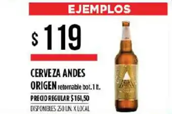 Supermercados Vea Cerveza Andes Origen 1lt oferta