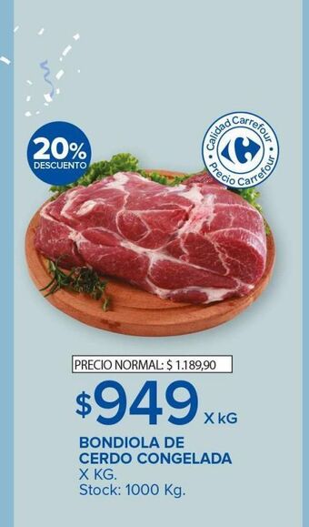 Carrefour Maxi Bondiola de cerdo congelada oferta