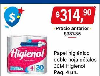 Supermercados Damesco Papel higiénico doble hoja pétalos 30m higienol oferta