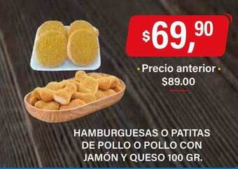 Supermercados Damesco Hamburguesas o patitas de pollo o pollo con jamón y queso oferta