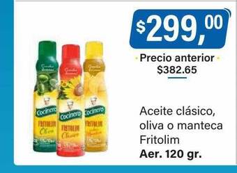 Supermercados Damesco Aceite clásico, oliva o manteca fritolim oferta