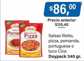 Supermercados Damesco Salsas filetto, pizza, pomarola, portuguesa o tuco cica oferta