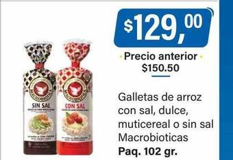 Supermercados Damesco Galletas de arroz, con sal, dulce, multicereal o sin sal macrobioticas oferta