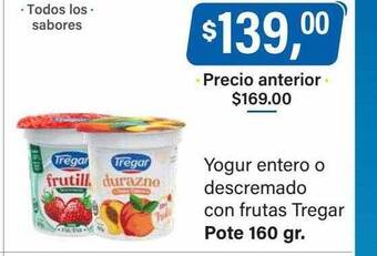 Supermercados Damesco Yogur entero o descremado con frutas tregar oferta