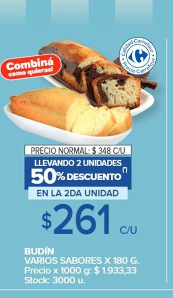 Carrefour Budín Varios Sabores x 180g oferta