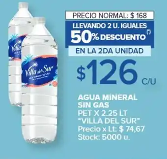 Carrefour Agua Mineral Sin Gas Pet x 2.25lt "Villa Del Sur" oferta