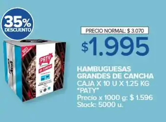 Carrefour Hamburguesas Grandes de Cancha Caja x 10u x 1.25kg "Paty" oferta