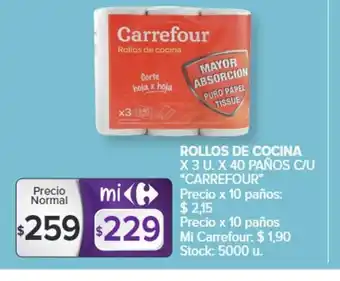 Carrefour Rollos de Cocina x 3u x 40 Paños C/U "Carrefour" oferta