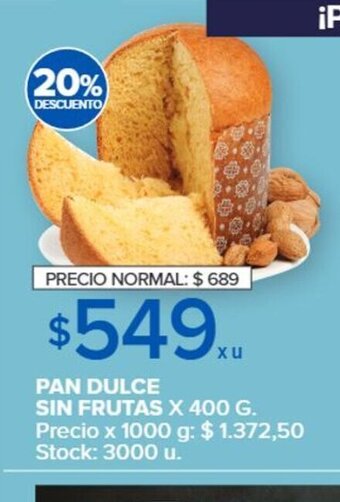Carrefour Pan Dulce Sin Frutas x 400g oferta