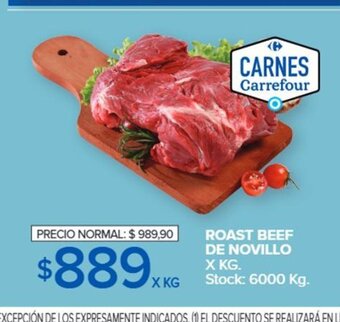 Carrefour Roast Beef De Novillo x kg oferta