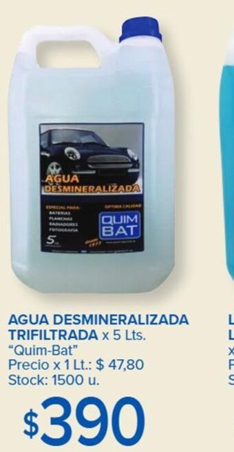 Carrefour Agua Desmineralizada Trifiltrada x 5lts "Quim-Bat" oferta