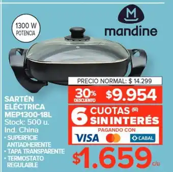 Carrefour Sartén Eléctrica MEP1300-18L oferta