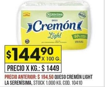 Coto Queso Cremón Light La Serenisima oferta