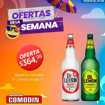 Supermercados Comodin Aperitivo C/Vodka Dr. Lemon vs Sab 1L oferta