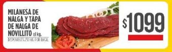 Supermercados Vea Milanesa de Nalga Y Tapa De Nalga de Novillito oferta